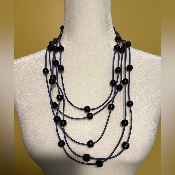 Necklace-one-of-a-kind, leather and lava beads - Picture 2 of 8